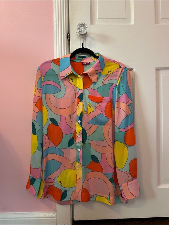 STAUD Tops - Staud Multicolor Fruit-Print Button-Up Top